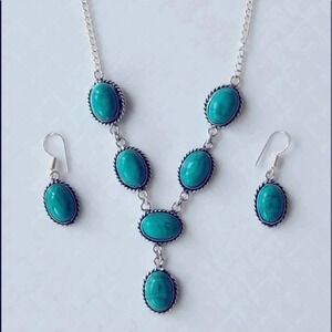 Turquoise Howlite 925 Sterling Silver Necklace & Earring Set